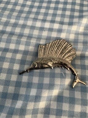 Old silver tone swordfish pin